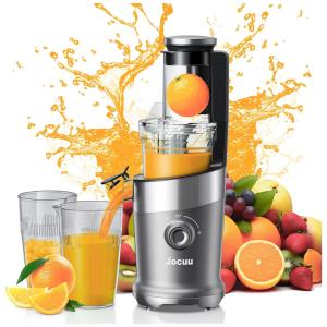 Centrifuga de Frutas com Alto Rendimento, Motor Potente e Calha de Alimentação Grande, 110V 150W, Jocuu, Cinza