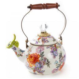 Chaleira de Chá em Cerâmica com Apito, Branca, MACKENZIE CHILDS, Branco