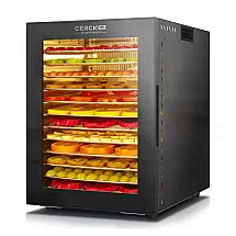 Desidratador de Alimentos Cercker Preto 12 Bandejas de Aço Inoxidável 1000W com Controle Digital 120V