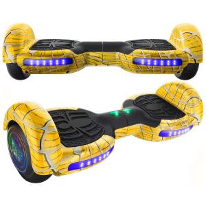 Hoverboard Elétrico com Alto Falante Bluetooth e Auto Equilíbrio para Crianças de 6 a 12 Anos, Emaxusa, Amarelo