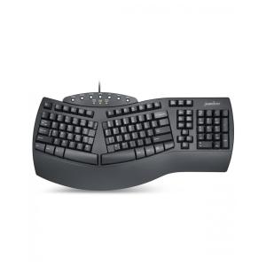 Teclado Ergonômico Dividido com Fio Recarregável Reduz a Tensão das Mãos com Teclas Programáveis, PERIXX PERIBOARD 512B, Preto