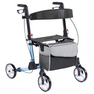 Andador Rollator Soges com Assento, Rodas de 20 cm, Altura dos Manípulos e Encosto Ajustáveis, Bolsa Removível, Capacidade de até 120 kg
