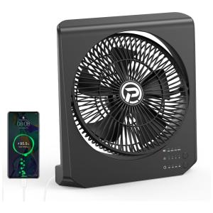 Ventilador de Mesa Recarregável de 20000 mAh com 4 Velocidades, 5V 5W, Cmyfato F016, Preto