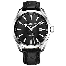 Stuhrling masculino relógio analógico mostrador com data pulseira de couro de bezerro ou pulseira de aço inoxidável, 3953 relógios para