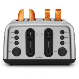Torradeira BUYDEEM DT440 4 Fatias em Aço Inoxidável com Slots Extra Largos para Bagels e Muffins, Controle de Tostagem