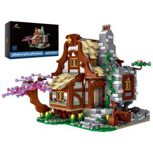 Kit de Construção Casa de Fazenda com 2024 Peças, JMBricklayer, Marrom