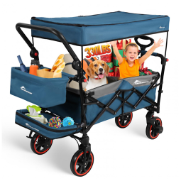 Carrinho de Passeio com Capota CROTECMOUNTAIN Azul Capacidade 330 kg Dobrável com Rodas de Terreno Variado