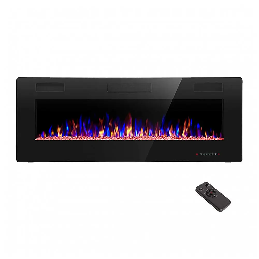 Lareira Elétrica R.W.FLAME 127x46cm 1500W Chamas LED Ajustáveis Embutir 110V