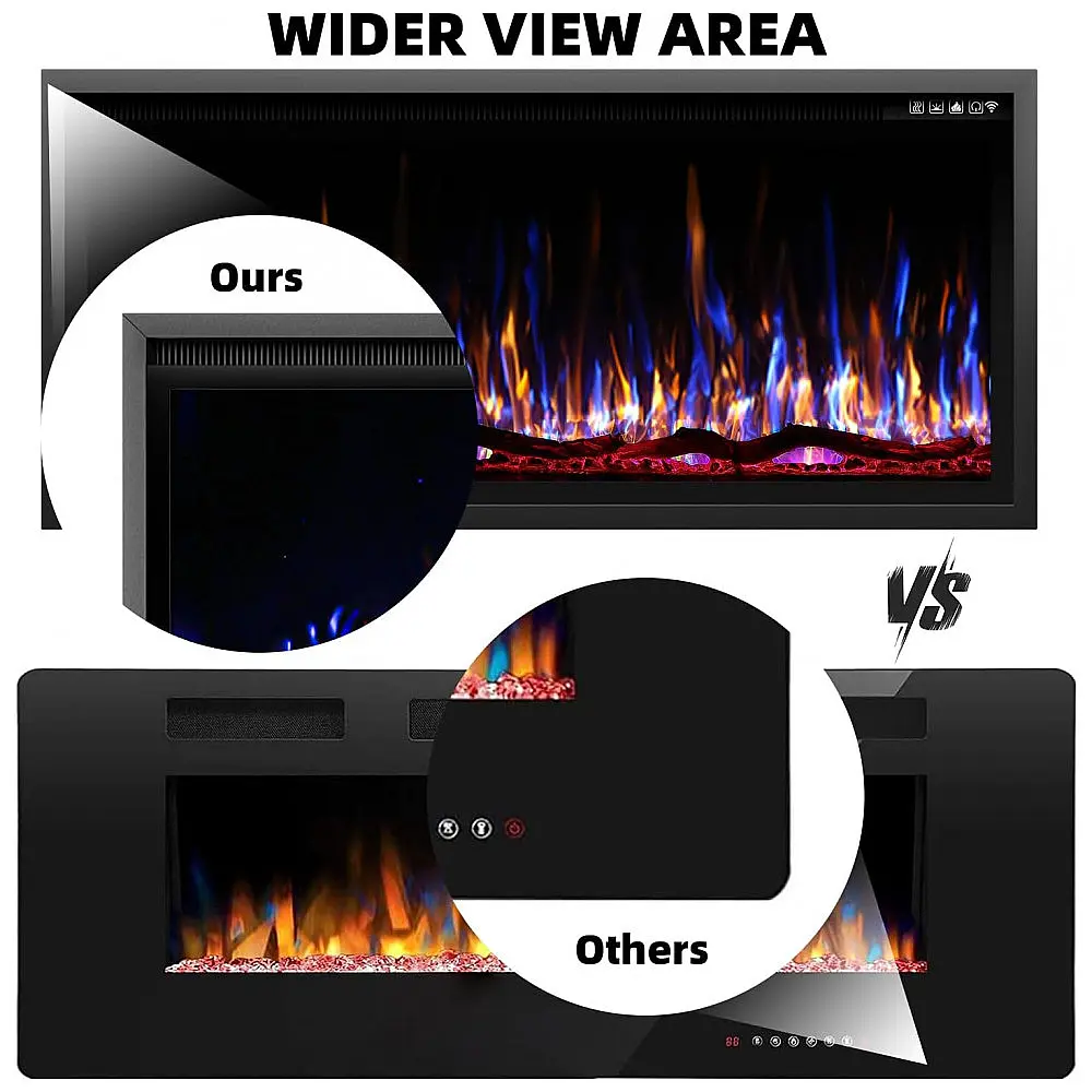 Lareira Elétrica BREEZEHEAT 107x49cm 1500W Chamas LED 12 Cores Embutir 110V — foto 3