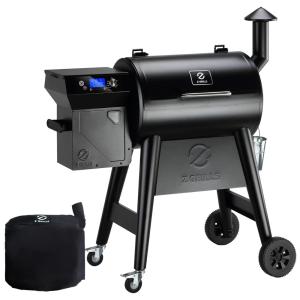Churrasqueira á Pellet de Madeira com Tela LCD e Superfície de Cozimento Total 459 cm2, Z GRILLS ZPG-450B, Preta