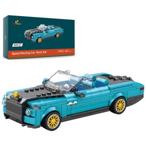 Kit de Construção Carro de Corrida Cauda de Barco RR de com 417 Peças, JMBricklayer, Azul