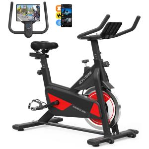 Bicicleta Ergométrica para Casa, Bicicleta Estacionária para Exercícios, Monitor LCD, Suporte para Ipad, Direção por Correia