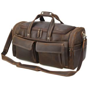 Bolsa de Viagem Masculina Clássica de Couro, POLARE , Marrom