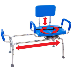 Cadeira de Banho Móvel para Idoso com Assento Giratório, suporta até 160 kg, PLATINUM HEALTH, Cinza