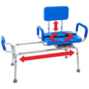 Cadeira de Banho Móvel para Idoso com Assento Giratório, suporta até 160 kg, PLATINUM HEALTH, Cinza