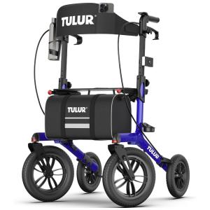 Andador Leve e Resistente para Idosos com Rodas para Todos os Terrenos, Tulur, Vermelho