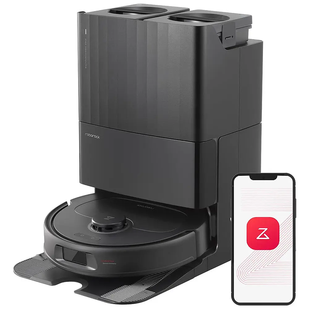 Aspirador Robô e Esfregão Roborock Qrevo Plus com Design FlexiArm, Auto Limpeza, Esfregão de Borda, Tecnologia de Evitação de Obstáculos