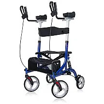 Andador Adulto para Idoso com Apoio de Braço, Assento Acolchoado e Cesto, Suporta até 136 kg, Azul