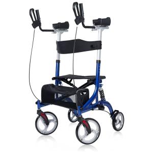 Andador Adulto Idoso com Apoio de Braço, Assento Acolchoado e Cesto, Suporta até 136 kg, BEYOUR WALKER, Azul