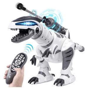 Robô Dinossauro Programável Inteligente DANSIOYE com Controle Remoto e Programação Inteligente para Crianças Acima de 3 Anos, Branco