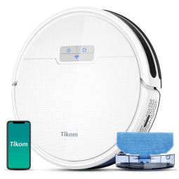 Aspirador de Pó Robô G8000 com Conexão via APP, WI FI e Auto Carregamento, 110v, TIKOM G8000Pro, Branco