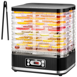 Desidratador de Alimentos com 8 Bandejas e Temporizador Digital de 72H, 110V 400W, VIVOHOME, Preto