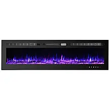 Lareira Elétrica de Embutir A50x152L com Controle Remoto e Tela Sensível ao Toque, 110V, CharaVector, Preta