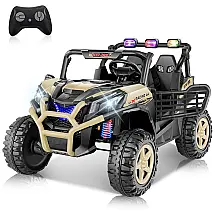 Carro Elétrico Infantil Jeep Off-Road 2 Lugares 24V Bege com Controle Remoto, Luzes e Painel Multifuncional