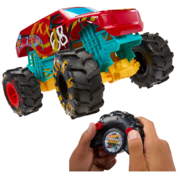 Caminhão Monstro Demo Derby de Controle Remoto em Escala 1:15, Hot Wheels, Mattel, Vermelho