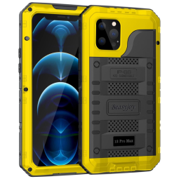 Capinha Compatível com iPhone 12 pro Max a Prova d com Vidro Temperado, Amarela, BEASYJOY, Amarelo
