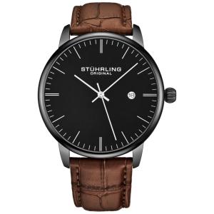Relógio Couro Analógico Unisex, STUHRLING 3997Z.5, Preto