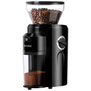 Burr Moedor de Café Elétrico 18 Níveis de Moagem até 150g Aço Inoxidável, 110W, 110v, SECURA CBG 018, Preto