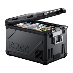 Geladeira Portátil 55L com Compressor SECOP, DC 12 24V, AC 110 240V, ICECO APL55, Preto