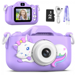 Câmera Selfie Infantil Goopow Para Meninas/Meninos 3-9 Anos, Digital com Capa Protetora e Cartão SD 32GB.