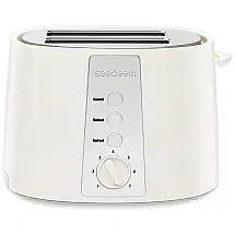 Torradeira Elétrica 2 Fatias com 6 Níveis de Tostagem e Bandeja de Migalhas, 110V 750W, SEEDEEM, Branco Creme
