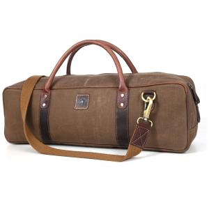 Estojo, Bolsa de Couro para Facas com 2 Slots, Facas não Incluídas, AARON LEATHER GOODS VENDIMIA ESTILO, Marrom