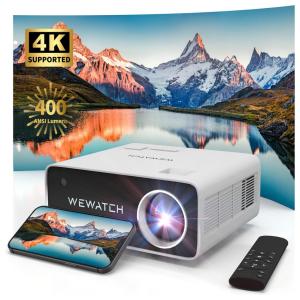WEWATCH V70 Projetor 1080P HD 20000 Lumens com Alto falantes e HI FI embutidos, Projeta até 200 Polegadas