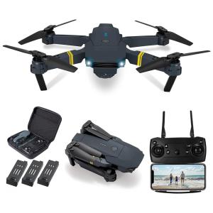 Mini Drone Professional Dobrável com Câmera HD 1080P 4K e Estojo de Transporte, HIAPES E58, Preto