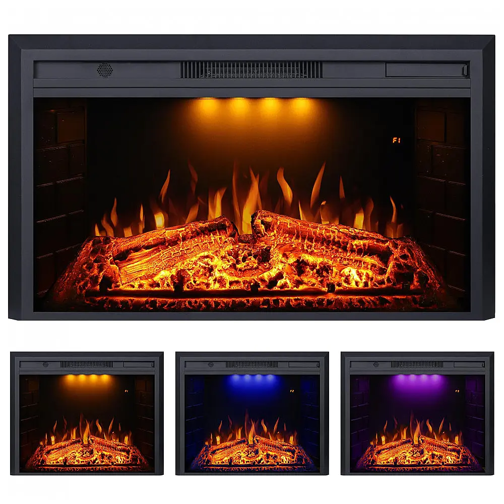 Lareira Elétrica de Embutir A53x90L com Controle Remoto, 1500W, 110V, VALUXHOME VEF33W, Preto