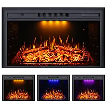 Lareira Elétrica de Embutir A53x90L com Controle Remoto, 1500W, 110v, VALUXHOME VEF33W, Preto