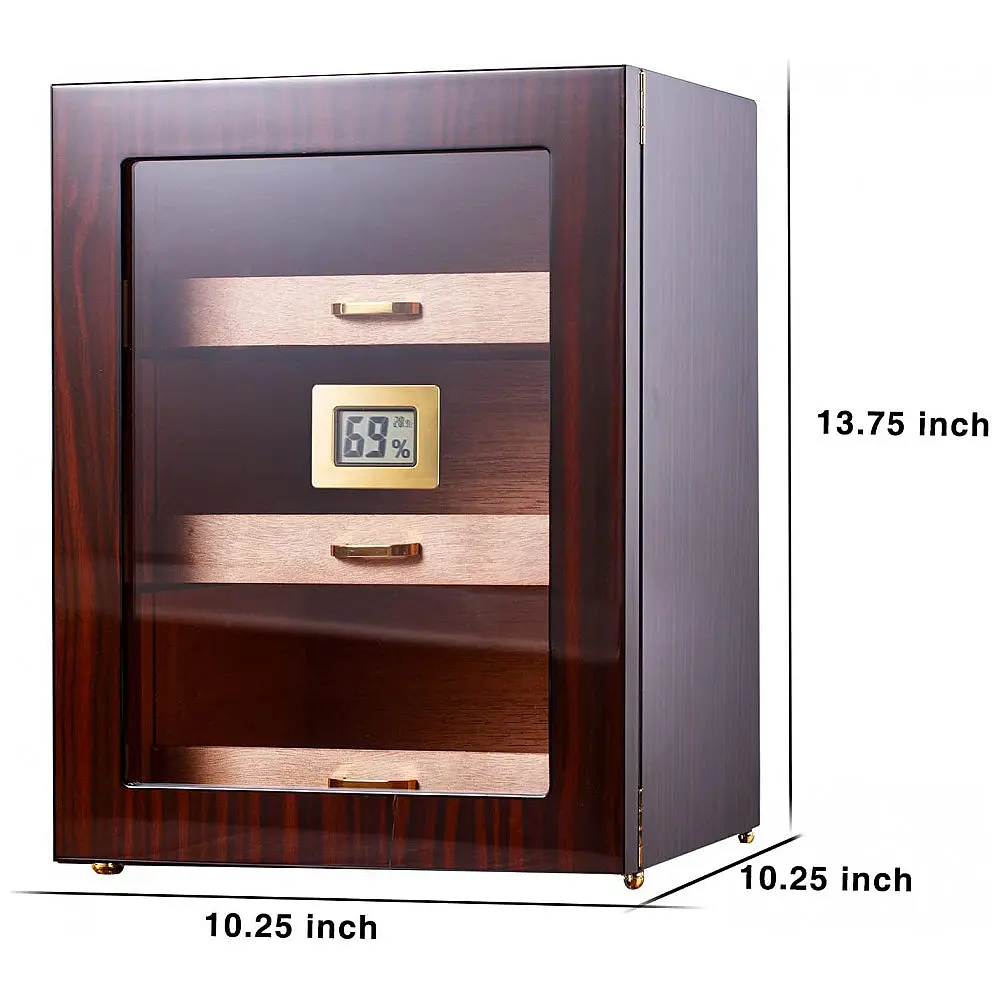 Humidor Woodronic Ébano Brilhante para 150 Charutos com Cedro Espanhol e Higrômetro Digital — foto 2