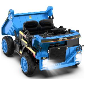 Caminhão de Construção Elétrico Infantil 2 Assentos com Caçamba, 12V, ANPABO, Verde