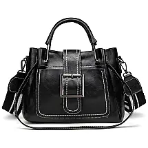 Myfriday Bolsa Feminina de Couro Sintético com Alça Superior e de Mão, Preta