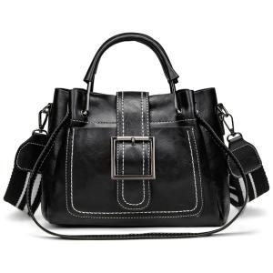 Myfriday Bolsa Feminina de Couro Sintético com Alça Superior e de Mão, Preta