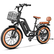 Bicicleta Elétrica para 2 Pessoas, Bateria Removível de 48V 20AH, Motor de Pico, Pneu Gordo de 20"x 4.0" para Adultos, Autonomia de 80