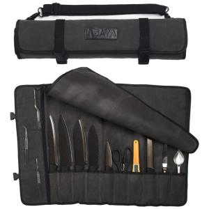 Estojo, Bolsa Portátil para Facas com 10 Slots, Facas não Incluídas, ASAYA, Preto