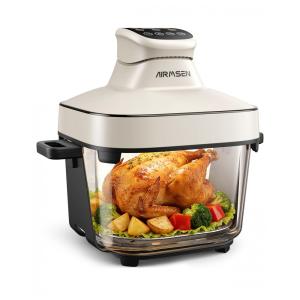 Fritadeira Elétrica Air Fryer Vidro AIRMSEN creme 4,5L + 1,2L Sem Revestimento Controles Manuais 1500W 110V