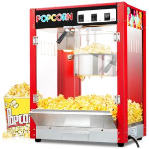 Pipoqueira Elétrica Faz até 11 kg de Pipoca com Panela de 226g e Portas de Vidro Temperado, 110V, Tsukiko, Vermelho