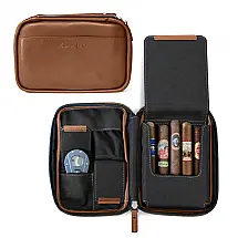 Estojo de Viagem para Charutos CASE ELEGANCE Klaro 5 Charutos Couro Legítimo Marrom