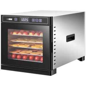VIVOHOME Máquina Desidratadora de Alimentos, c, 6 bandejas, 600W, 110V, aço inoxidável